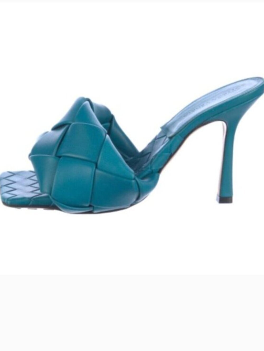 Bottega Veneta Lido Maxi Tubloare Slide High Heel Sandals Vintage Blue + Box